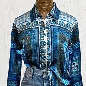 Zac & Rachel Satin Button Up Shirt.